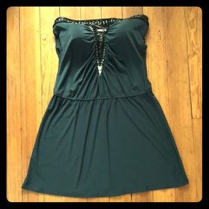 Bisou Bisou Strapless Beaded Dress- Olive-sz12